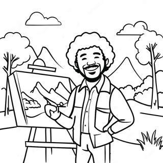 Page A Colorier De Paysage De Bob Ross Heureux 56932-47316