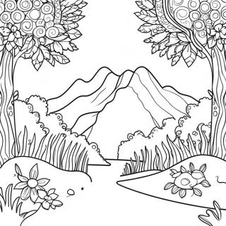 Page A Colorier Scene De Nature En Pointillisme 57172-47490