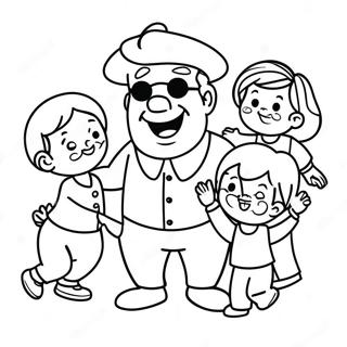 Page A Colorier Papa Amusant Jouant Avec Des Enfants 57183-47570