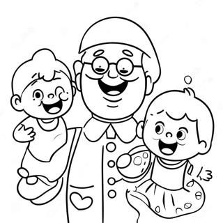 Page A Colorier Papa Amusant Jouant Avec Des Enfants 57183-47571