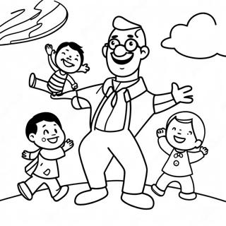 Page A Colorier Papa Amusant Jouant Avec Des Enfants 57183-47572