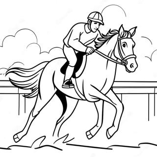 Page A Colorier Dun Jockey Excitant Montant Un Cheval Au Galop 57755-48017