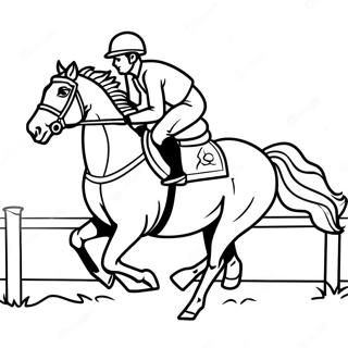 Page A Colorier Dun Jockey Excitant Montant Un Cheval Au Galop 57755-48020