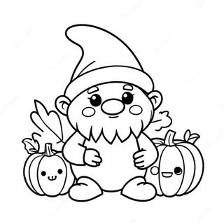 Page A Colorier De Gnome Dautomne Mignon Avec Citrouille 5785-4623