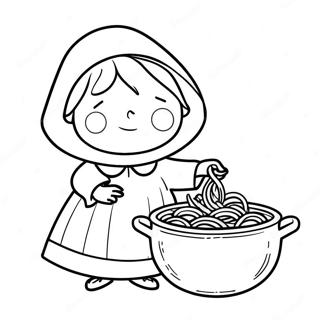 Strega Nona Avec Une Casserole De Pates A Colorier 57875-48118