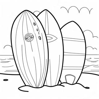 Page A Colorier De Planches De Surf Colorees Sur La Plage 58065-48263