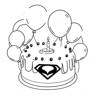 Page A Colorier De Gateau Et De Ballons De Super Heros 58456-48565