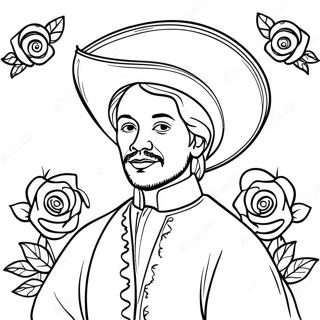 Page A Colorier De Juan Diego Avec Des Roses 58686-48753