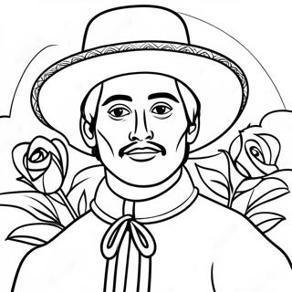 Page A Colorier De Juan Diego Avec Des Roses 58686-48754