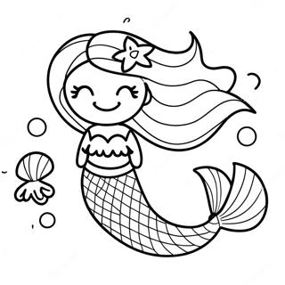 Page A Colorier De Sirene Coloree Avec Des Coquillages 58776-48822