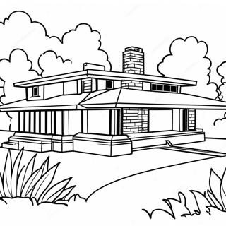 Page A Colorier De Style Prairie De Frank Lloyd Wright 58806-48852