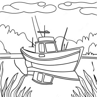 Page A Colorier Bateau De Peche Sur Un Lac Calme 58865-48891