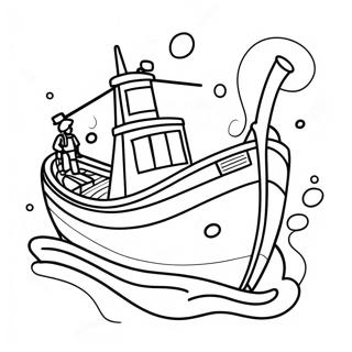 Page A Colorier Bateau De Peche Colore Avec Un Pecheur Heureux 58866-48894