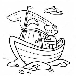 Page A Colorier Bateau De Peche Colore Avec Un Pecheur Heureux 58866-48895