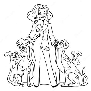 Page A Colorier De Cruella Deville Avec Des Dalmatiens 58956-48968