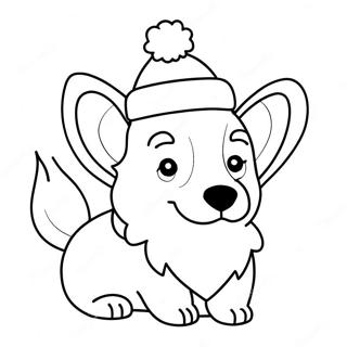 Page A Colorier Corgi Festif Avec Un Chapeau De Pere Noel 59156-49125