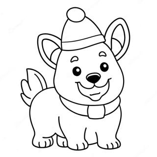 Page A Colorier Corgi Festif Avec Un Chapeau De Pere Noel 59156-49127