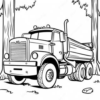 Page A Colorier Grand Camion De Bois Dans La Foret 59166-49133