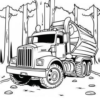 Page A Colorier Grand Camion De Bois Dans La Foret 59166-49134