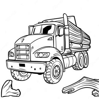 Page A Colorier Grand Camion De Bois Dans La Foret 59166-49135