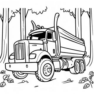 Page A Colorier Grand Camion De Bois Dans La Foret 59166-49136