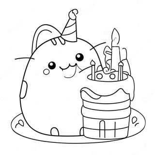 Page A Colorier Pusheen Avec Un Gateau Danniversaire 59317-49242