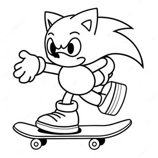 Page A Colorier De Sonic Realisant Des Tours Sur Skateboard 59427-49335