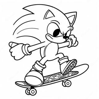 Page A Colorier De Sonic Realisant Des Tours Sur Skateboard 59427-49336