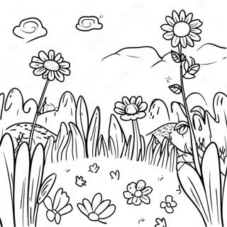 Page A Colorier De La Prairie De Fleurs Sauvages Colorees 59807-49641