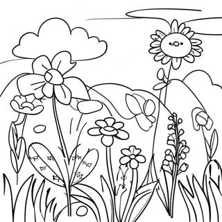 Page A Colorier De La Prairie De Fleurs Sauvages Colorees 59807-49643