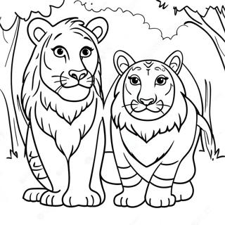 Page A Colorier Lion Et Tigre 59856-49674