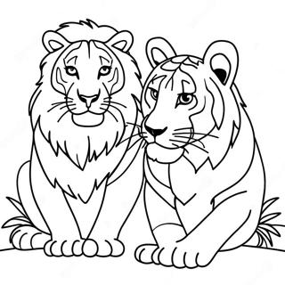 Page A Colorier Lion Et Tigre 59856-49676