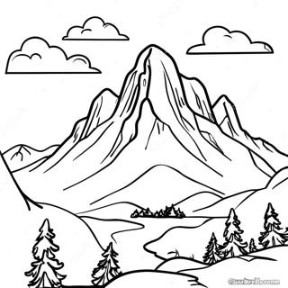 Page A Colorier De Paysage En Niveaux De Gris De Scene De Montagne 59956-49754