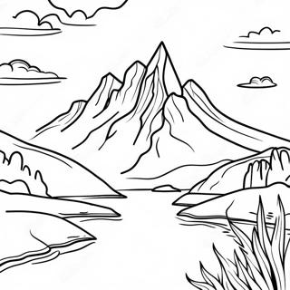 Page A Colorier De Paysage En Niveaux De Gris De Scene De Montagne 59956-49755