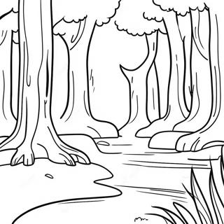 Page A Colorier De Paysage Serein En Niveaux De Gris De Foret 59957-49759