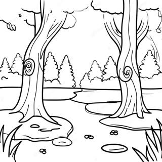 Page A Colorier De Paysage Serein En Niveaux De Gris De Foret 59957-49760