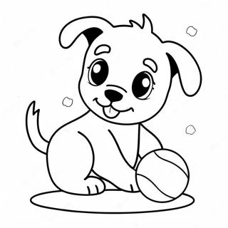 Page A Colorier Adorable Chiot Jouant Avec Une Balle 60067-49848