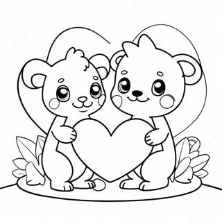 Animaux Mignons De Saint Valentin Page A Colorier 60147-49912