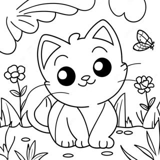 Chaton Joueur Dans Un Jardin Page A Colorier 60197-49949