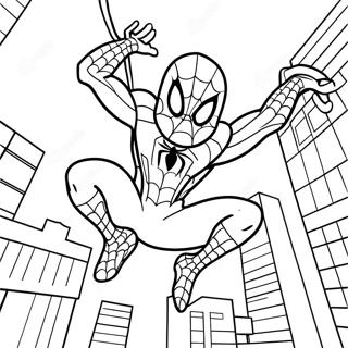 Page A Colorier Spider Man Se Balancant A Travers La Ville 60217-49966