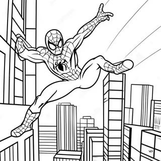 Page A Colorier Spider Man Se Balancant A Travers La Ville 60217-49967