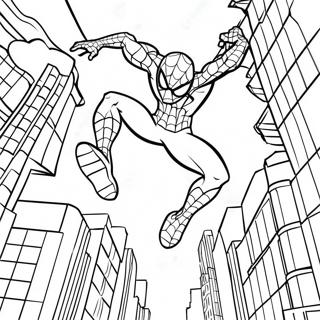 Page A Colorier Spider Man Se Balancant A Travers La Ville 60217-49968