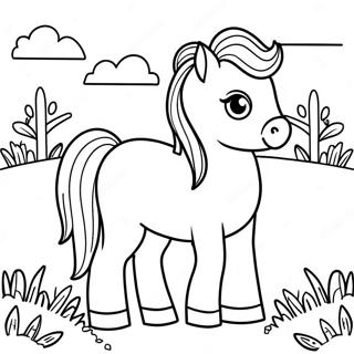 Mignon Poney Shetland Dans Un Pre Page A Colorier 60337-50061