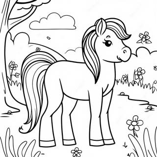 Mignon Poney Shetland Dans Un Pre Page A Colorier 60337-50062