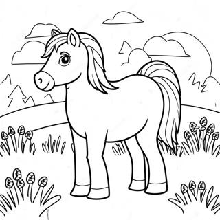 Mignon Poney Shetland Dans Un Pre Page A Colorier 60337-50063