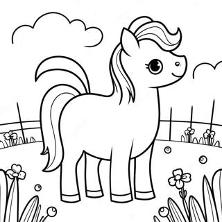 Mignon Poney Shetland Dans Un Pre Page A Colorier 60337-50064