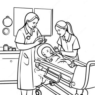 Page A Colorier Infirmieres En Neonatologie Soccupant Des Bebes 60397-50115