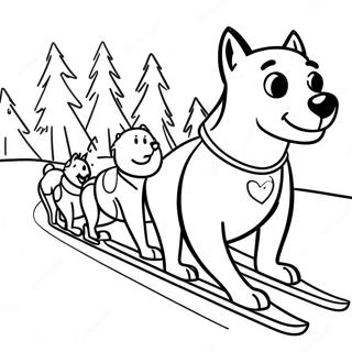 Page A Colorier Dune Equipe De Chiens De Traineau Courant En Descente 60496-50191