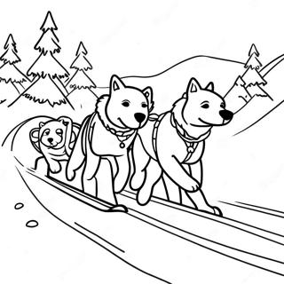 Page A Colorier Dune Equipe De Chiens De Traineau Courant En Descente 60496-50192