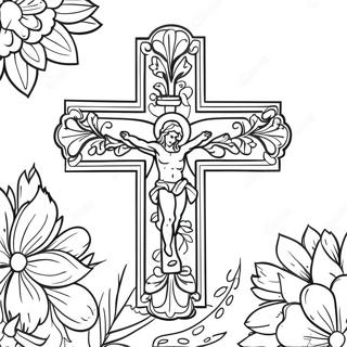 Page A Colorier Croix Avec Des Fleurs Colorees 60556-50234